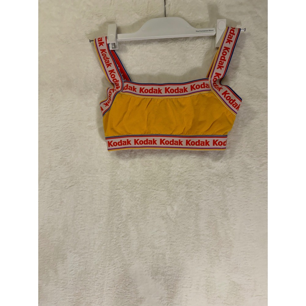 Kodak Yellow Logo Tape Bralette Sports Bra‎ Crop Top Small